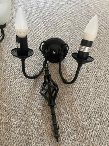 Photo of free 2 x 5 bulb glass chandeliers, 3 wall lamps (Fulham Palace Rd SW6) #4
