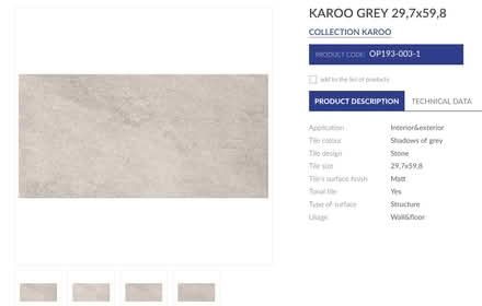 Photo of free 6 New "Karoo Grey" Ceramic Heavy Wall/Floor Tiles 30 x 60cm (Calthwaite CA11) #3