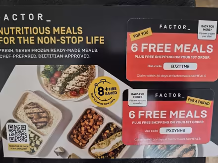 Photo of free Coupons/flyer for Factor meals (Derry/WinstonChurch/Meadowvale) #1