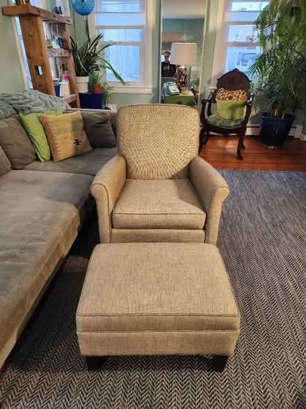 Photo of free Beige Chair & Ottoman - Good (Bloomfield, NJ) #1