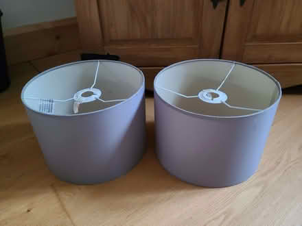 Photo of free 2 x grey drum lampshades (Curbridge OX29) #1