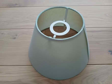 Photo of free Small pale blue lampshade. Ceiling, or lampstand. Marked. (Risinghurst OX3) #2