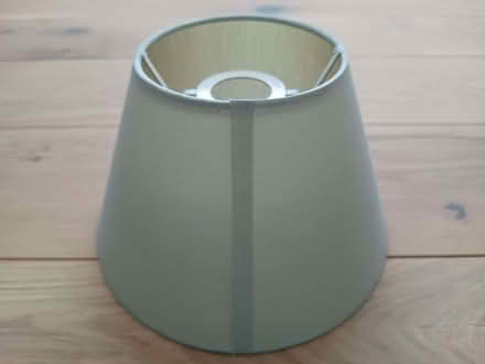 Photo of free Small pale blue lampshade. Ceiling, or lampstand. Marked. (Risinghurst OX3) #3