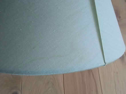 Photo of free Small pale blue lampshade. Ceiling, or lampstand. Marked. (Risinghurst OX3) #4