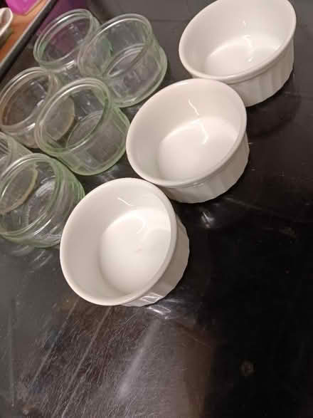Photo of free 6 Glass ramekins, 3 white (Soho WC2H) #2