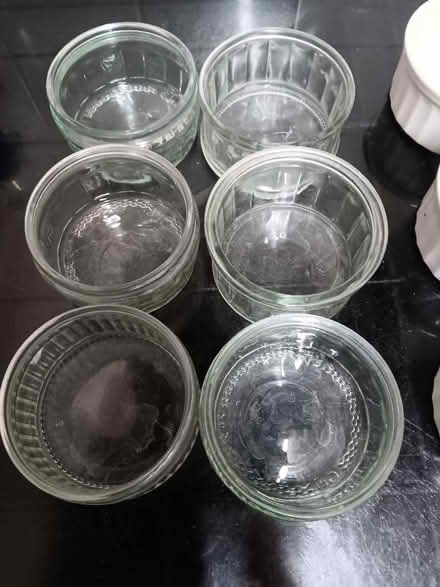 Photo of free 6 Glass ramekins, 3 white (Soho WC2H) #1