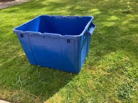 Photo of free Large blue plastic storage crate (no lid) (Cheadle Hulme SK8) #1