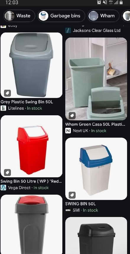Photo of Large 50l kitchen bin with lid (Hartwood Green PR6) #1