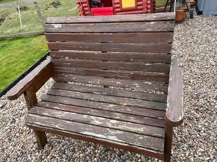Photo of free 2 chairs and bench solid wood garden chairs (Temple Sowerby CA10) #2