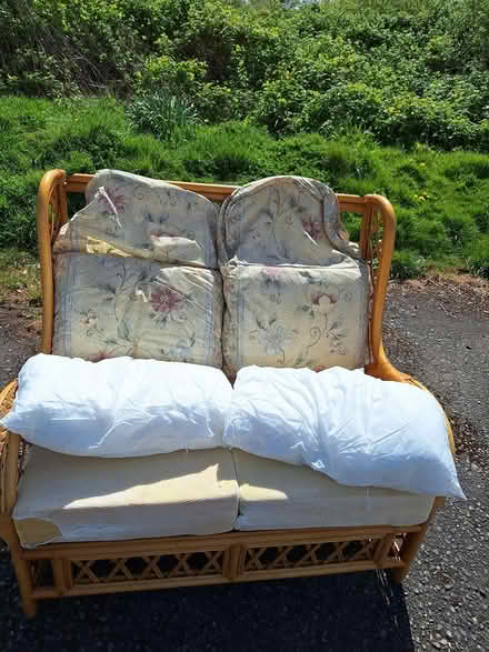 Photo of free Strong cane sofa, cushions-no cover (Kington Magna) #4