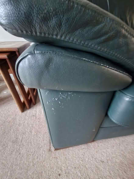 Photo of free Two-seater sofa. Green leather (Denham UB9) #3