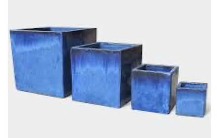 Photo of Blue glazed plant pots, large & small (Congleton CW12) #4