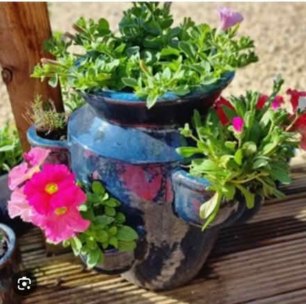 Photo of Blue glazed plant pots, large & small (Congleton CW12) #1