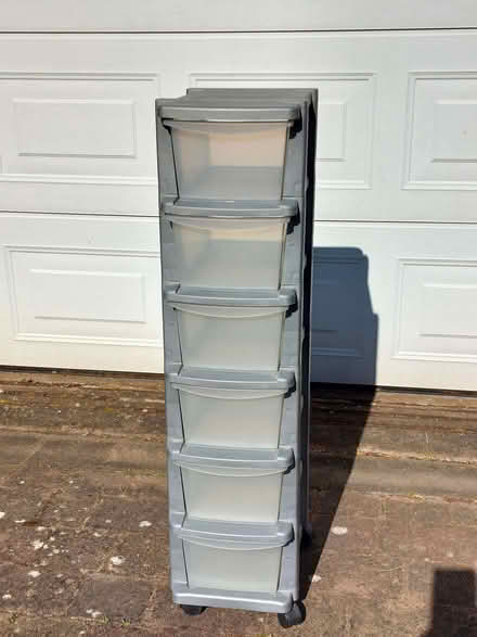 Photo of free Narrow 6-drawer plastic storage unit on castors. (Shavington CW2) #1