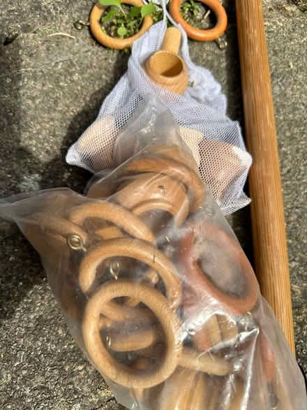 Photo of free 50" wooden curtainpole with rings and finnials (Newhaven BN9) #1