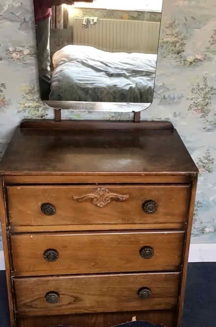 Photo of free Small wooden chest of drawers with mirror (Garden City OX5) #2
