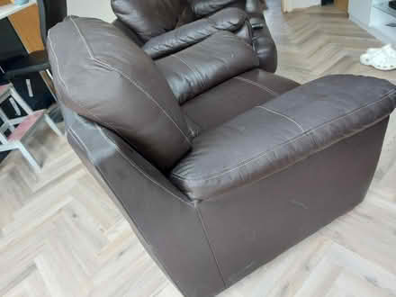 Photo of free Comfy dark brown leather armchair (Frimley) #3