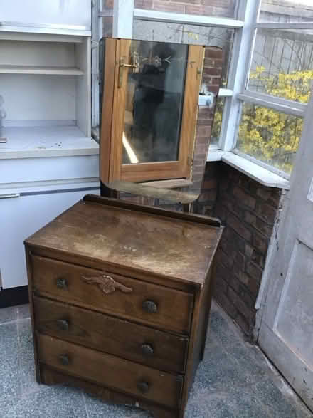 Photo of free Small wooden chest of drawers with mirror (Garden City OX5) #3