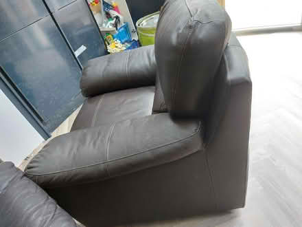 Photo of free Comfy dark brown leather armchair (Frimley) #2