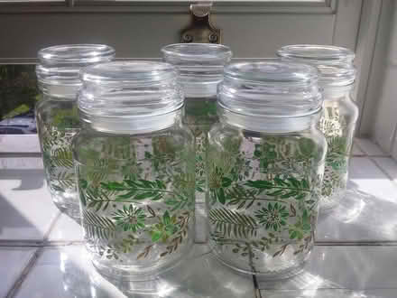 Photo of free 5 pretty coffee tea jars (Shepherds Bush W12) #1
