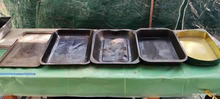 Photo of free 4 old baking trays plus 1 chocolate tin (Great Moor SK7) #1