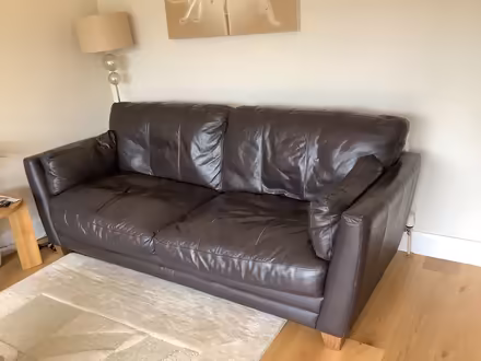 Photo of free Large brown leather sofa (Rayleigh SS6) #1