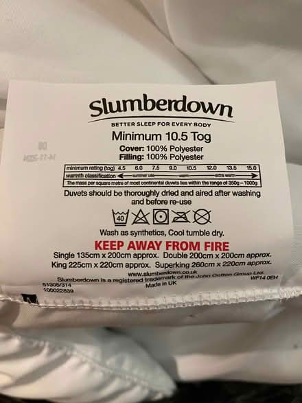 Photo of free Super king duvet - Slumberdown (Dean Court OX2) #2