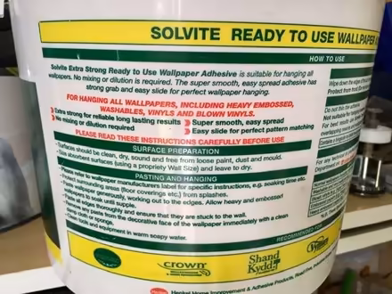 Photo of free Solvite 'Ready To Use' Wallpaper Adhesive. (Woodhall Park SN2) #2