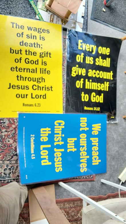 Photo of free 3 huge Laminated Bible Texts (Wolverton MK12) #1