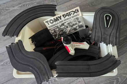 Photo of free Box of Tomy Slot-Car racing track & accessories (Woodford IG8) #1