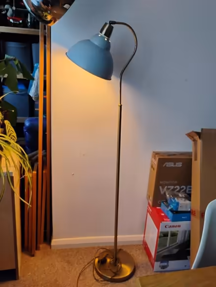 Photo of free Standing lamp, gold coloured and grey shade (Woodingdean BN2) #1