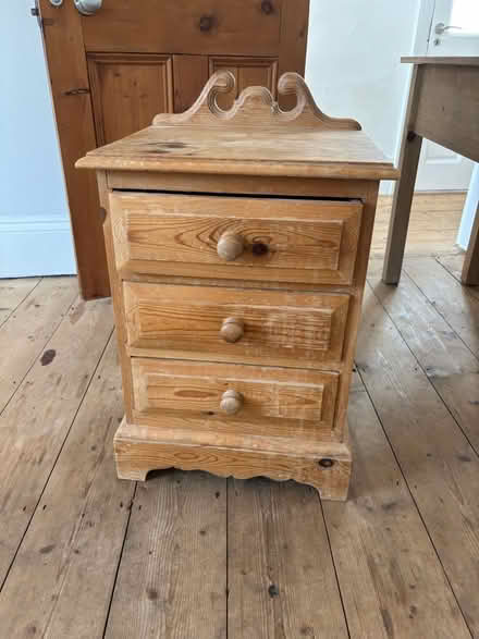 Photo of free oak bedside table. 3 drawer (Cheltenham GL52) #1