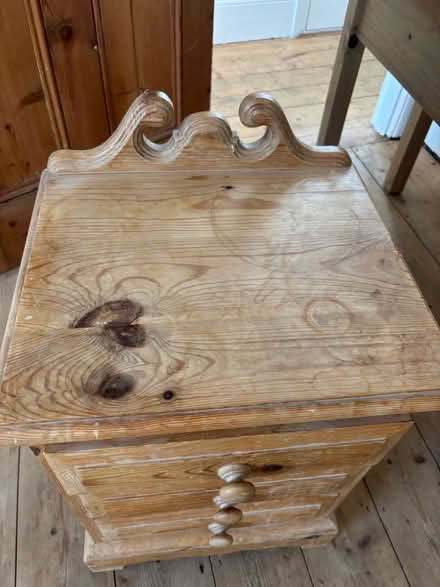 Photo of free oak bedside table. 3 drawer (Cheltenham GL52) #2