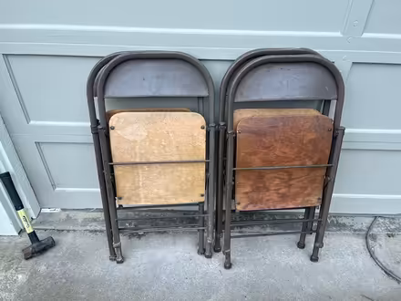 Photo of free Four wood and steel folding chairs (South Sebastopol) #1