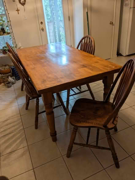 Photo of free Wood table, 3'x6', and 4 chairs (South Pflugerville) #2