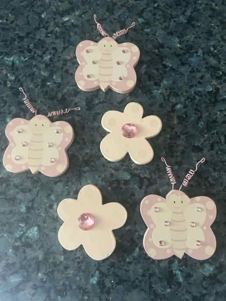 Photo of free Wooden butterflies and hearts (Bisley Woking GU24) #1