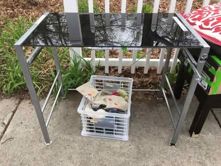 Photo of free Silver metal desk with black glass (Auburndale) #1