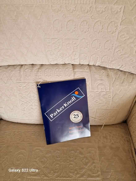 Photo of free Parkerknoll cream settee 2 chairs one recliner, and a otterm (Whitkirk LS15) #4