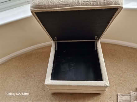 Photo of free Parkerknoll cream settee 2 chairs one recliner, and a otterm (Whitkirk LS15) #1