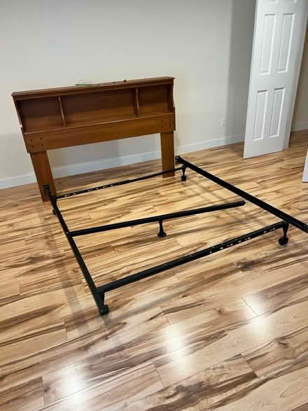 Photo of free Queen bed frame, headboard and box (Lyons) #2