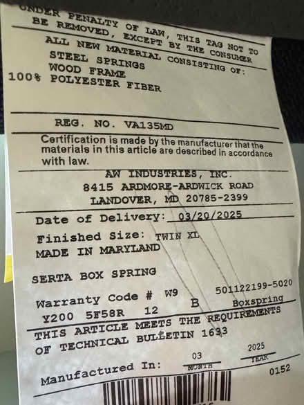Photo of free King bed box springs (Wilmington, DE) #3