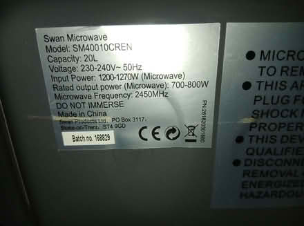 Photo of free Swan microwave (Copthorne SY3) #2
