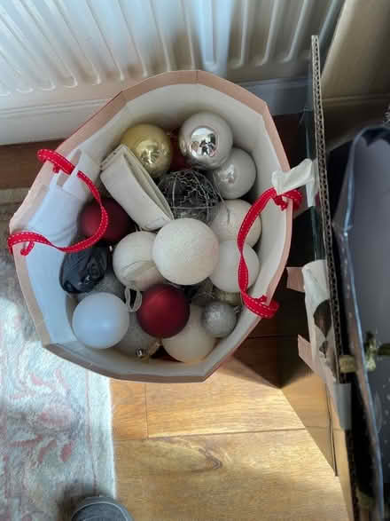 Photo of free Xmas decorations including reindeer, star , lots of new baub (Quernmore LA2) #1