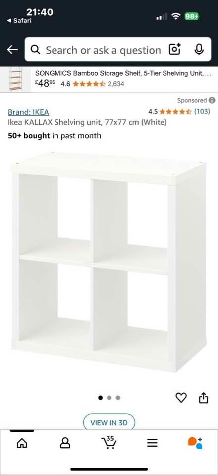 Photo of Ikea style white kallax unit (Moulsecoomb BN2) #1