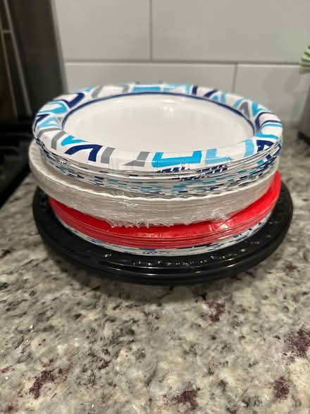 Photo of free Mix of plastic and paper plates (Hyattsville, MD) #1