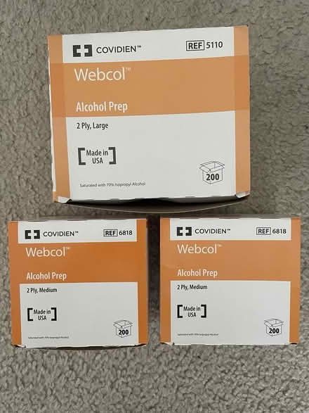 Photo of free Covidien Webcol Alcohol Prep Pads (West Plano) #1