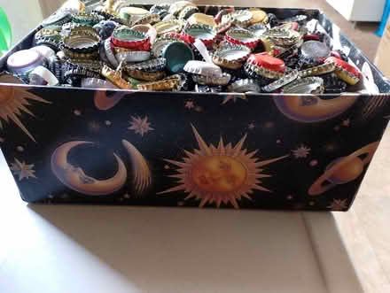 Photo of free A box of hundreds of used beer bottle tops (Halstead CO9) #1