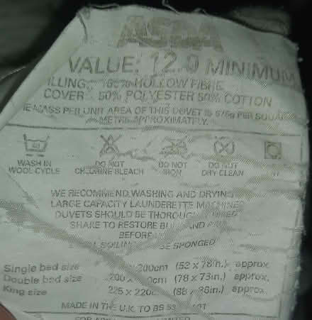 Photo of free 12 Tog Double Duvet (GU21 St. John's, Woking) #2