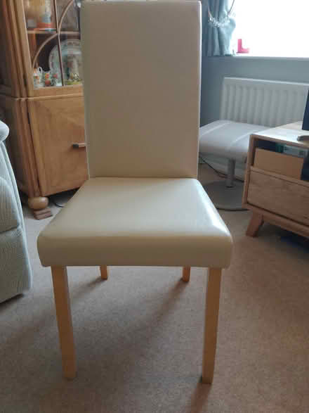 Photo of free Cream faux leather dining chairs (SG7 Baldock) #1