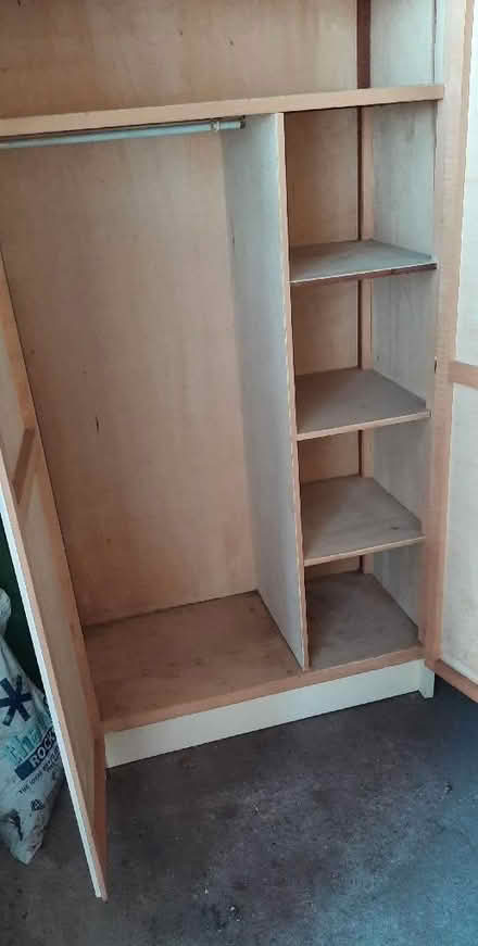 Photo of free Single wooden wardrobe and shelf space (Woodley RG6) #2
